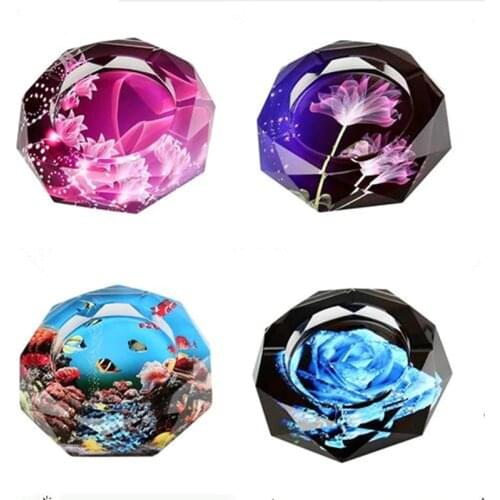 European-style crystal ashtray, home office, restaurant and bar desktop decorations, crystal crafts, 10 cm in diameter