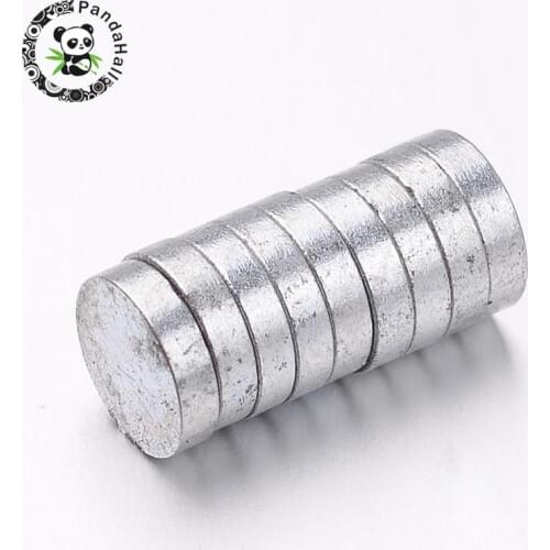 PandaHall 100pcs 6mm Flat Round Magnet Beads, No hole, Metal, 6x1.4mm