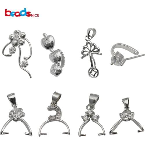 Beadsnice sterling silver 925 pendant clip pinch bail findings jewelry connector pendantt necklace clasps ID 34628