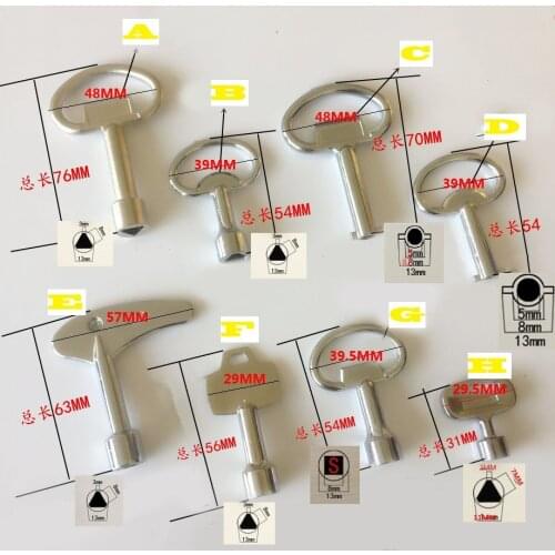 Triangle lock keys Square locks Airfoil lock for High-speed rail Elevator Cabinet door