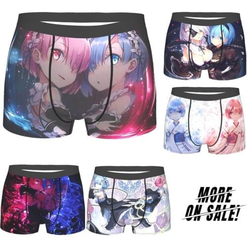 Ram And Rem Re zero Subaru Natsuki Anime Underpants Breathbale Panties Mens Underwear Ventilate Shorts Boxer Briefs