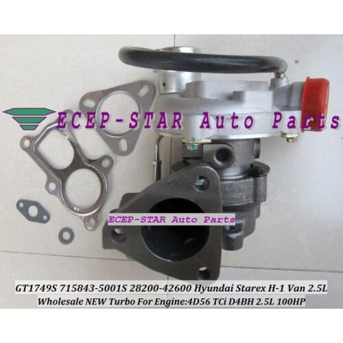 Free Ship GT1749S 715843 715843-5001S 28200-42600 Turbo Turbocharger For Hyundai Starex H1 H200 H-1 H100 Van 2.5L D4BH 4D56TCI