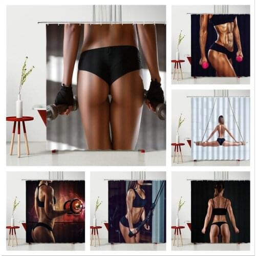 Beautiful Girl Shower Curtain Fitness Beauty Sexy Body Good 3D Printing Bathroom Bathtub Decoration Polyester Fabric