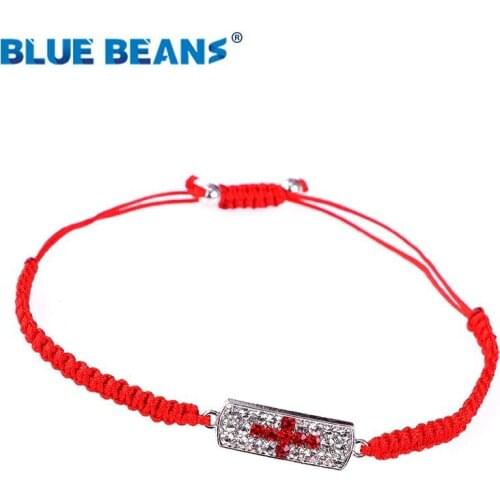 Jesus Bracelets Women With Braided Red Rope Beaded Charm handmade jewelry Bracelets Crystal Adjustable fashion lucky Bohemia New