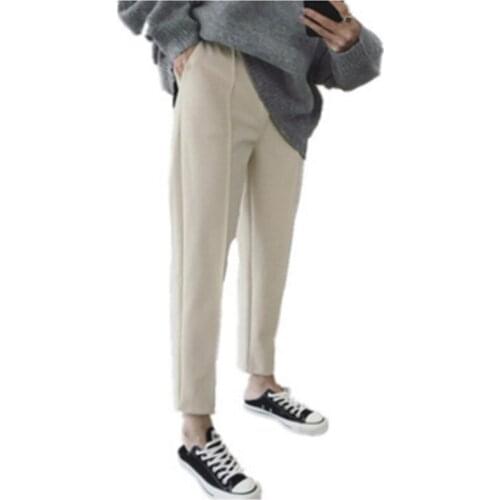 2020Spring Thicken Women Pencil Pants Plus Size Wool Pants Female Autumn High Waist Loose Trousers Capris Good Fabric