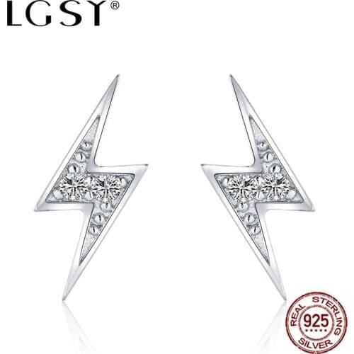 LGSY 100% 925 Sterling Silver Earrings Lightning Design Earrings Fashion Jewelry Dangler Party Wedding Earring Silverware DE005