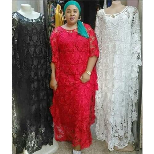 New style Classic African women Dashiki Water-soluble lace loose long dress + inwardly free size bust 128cm length 150cm