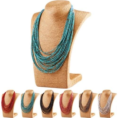 1pc Fashion Women Multilayer Bead Necklace Bohemian Style Necklace Beaded Necklace Jewelry Accessories For Hawaii Beach Party
