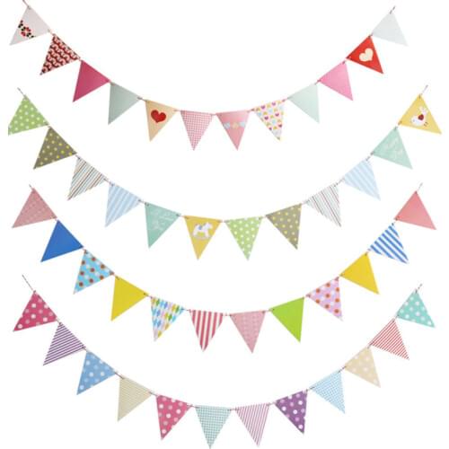 12 Flags Candy Bar Garlands Birthday Bunting Wedding Decoration Pennant Baby Shower Decoration Banners Party Supplies Slingers