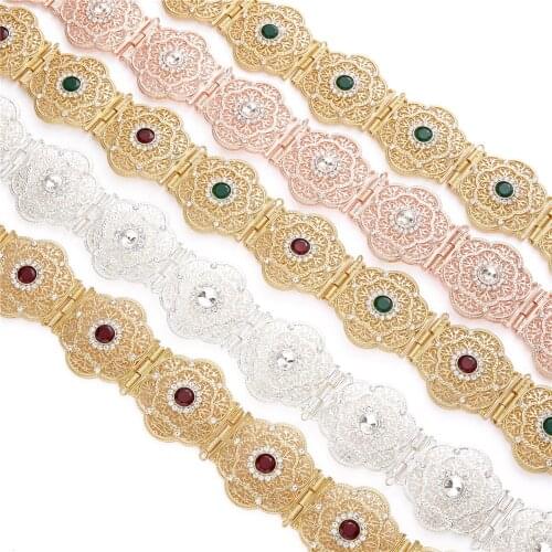 2021 Jul Algeria Moroccan Chic Caftan wedding 14k gold and silver Metal belt for women adjustable chain