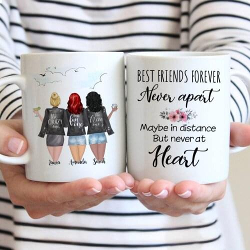 3 Girls Mugs Personalized Best Friends Forever Coffee Mug Gift Cute Cups Tazas De Ceramica Creativas 11oz/15oz R2064