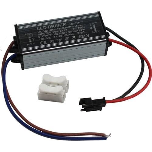 Aluminium IP66 12-18W LED Driver 300mA AC 100-265V to DC 36 - 65V Waterproof Power Supply Lighting Transformer Drivers Ballast