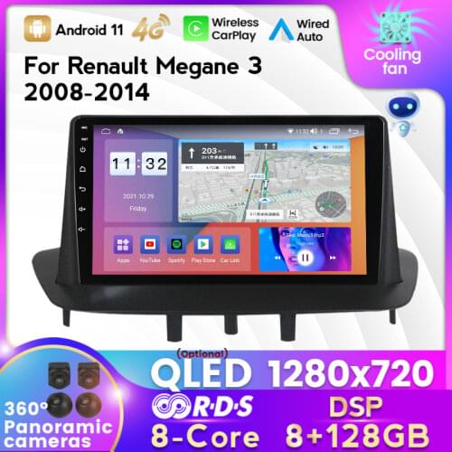 2din 6+128G 1280*720 IPS screen car Android radio For Renault Megane 3 2008-2014 GPS navigation stereo multimedia player
