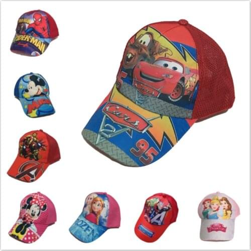 Baby Boy Mesh Hat Accessories for Girl Spiderman Frozen Elsa Mickey Minnie Baseball Cap Summer Sun Hats Kids Hip Hop Snapback