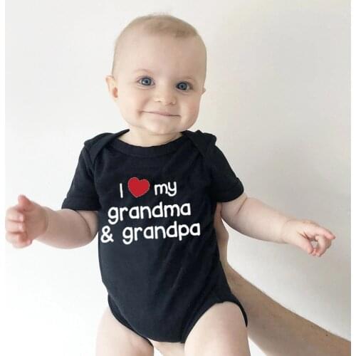 I Love My Grandma&grandpa Newborn Baby Bodysuit Boys Girls Clothes Lovely Print Infant Baby Jumpsuit Cute Casual Baby Sleepwear