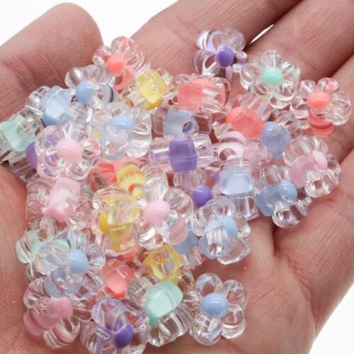 CHONGAI 50Pcs Acrylic Spaced Beads Transparent Flower Shape Beads For Jewelry Making DIY Necklace Earrings Accessories 13mm