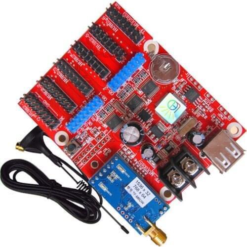 Cheap TF-M6UW Control Card supports indoor Outdoor LED Sign module WIFI and USB drive temperature and humidity sensor connection
