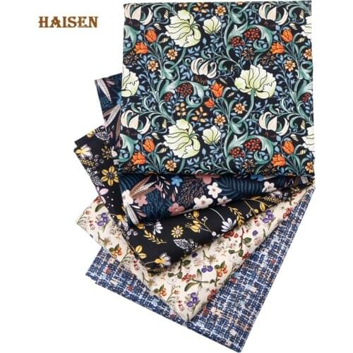 Haisen,5pcs New Floral Series,Printed Twill Cotton Fabric,Patchwork Cloth, For DIY Quilting Sewing Baby&Childs Material 40x50cm