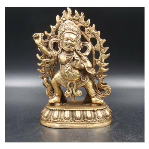 Exquisite Old Tibet Buddhism Handmade Carving Statue Buddha India Copper Brass