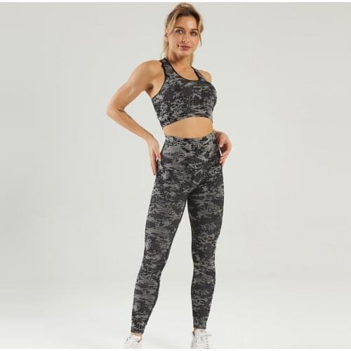 LANTECH Women Sports Suits Yoga Sets Clothes Squat Gym Fitness Pants Leggings Bra Clothes Seamless Sportswear Sports Active