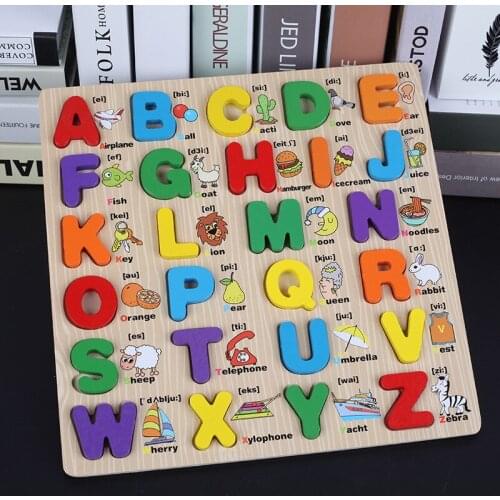 Montessori Materials Capital Lowercase Alphabet Puzzle Board English Learning Board Montessori Educational Wooden Toys