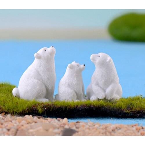 1 PC Mini Polar Bear Figurines Miniatures DIY Car Interior Accessories Fairy Garden Home Decor Micro Landscape Simulation