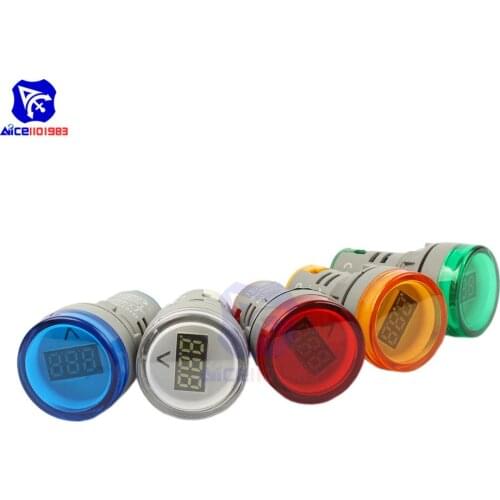 Mini LED Digital AC Voltmeter AC 60-500V Voltage Indicator Meter Voltage Tester Detector Volt Gauge 22mm Circle Panel