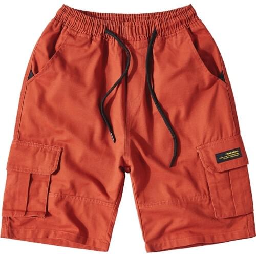 2020 Summer Cargo Shorts For Men With Multi-Pocket Military Male Shorts 100% Cotton Elastic Waist Mens Casual Short New M-3XL