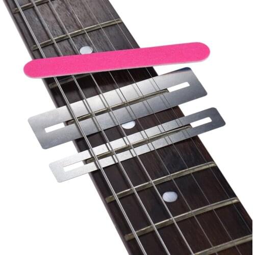 Stainless Steel Guitar Fret Repairing Tool Set Fretboard Guard ProtectIve Shim & Fretwire File Sanding Polish Luthier Tool