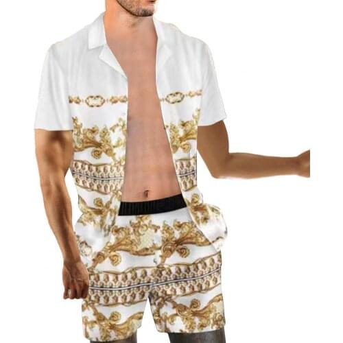 Beach Outfit Digital Print Quick Dry Men Lapel Buttons Shirt Shorts Set for Holiday adults men sets outfit Men Clothing xxxl