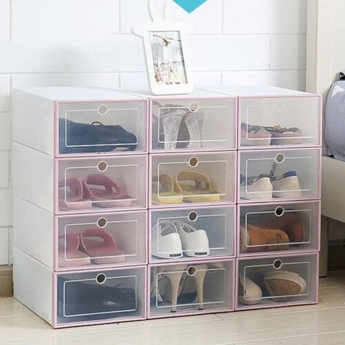 1pcs Transparent shoe box dustproof storage box can be superimposed combination shoe cabinet Clamshell shoe organizer