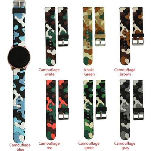 20/22mm Camo Printing Watch Band Silicone Sport Wrist Strap for Samsung-Galaxy Watch 42mm/46mm Gear S2 S3