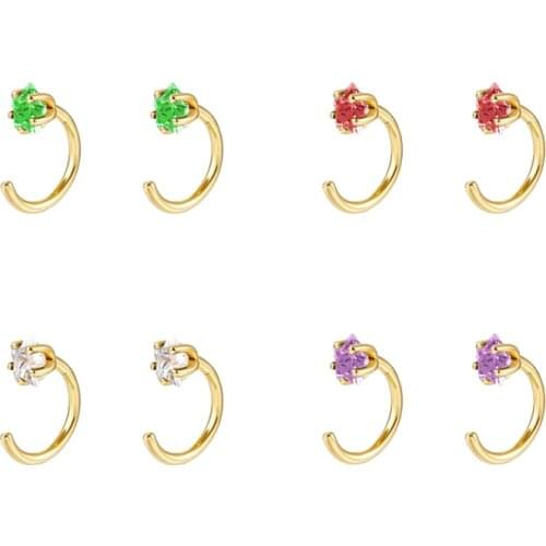 Stars Crystal 925 Sterling Silver Ear Buckle Hoop Earrings For Women Fashion Jewelry Minimalist Earrings Birthday Wedding Gifts