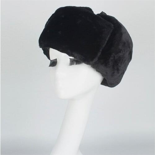 Women Men Winter Warm Thick Russian Hat Rabbit Fur Ushanka Bomber Hat Earflap Trapper Leather Ear Hat Necessary Hat