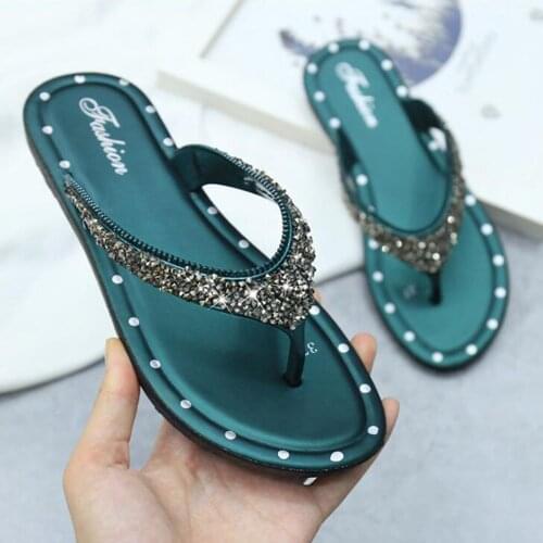 New slippers female summer fashion Sequins flip flops wear wild flat Beach shoes sandals and slippers zapatos de mujer xx120