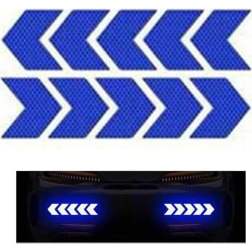 10Pcs Car Arrow Reflective Stickers Safety Warning Reflector Decorative Strips Universal Exterior Accessories L41A