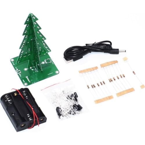 Three-Dimensional 3D Christmas Tree LED DIY Kit Red/Green/Yellow LED Flash Circuit Kit Electronic Fun Suite