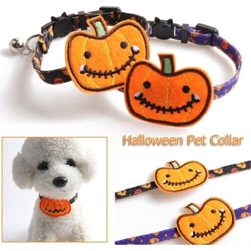 Pumpkin Halloween Cat Collar Neck Ring Safety Buckle Pet Supply Neck Strap Bell Decorative Festival Cat Accessories Animal Goods