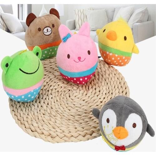 Funny Bite Resistant Cute Animal Designs Chew Squeaker Squeaky Plush Squeak Solid Dog Ball Pet Dog Toy For Small Dogs Pets