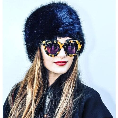 1PC New Winter Warm Womens Faux Fox Fur Hat Russian Style Lady Lovely Casual Cap Natural Thick Fluffy Hat Fashion