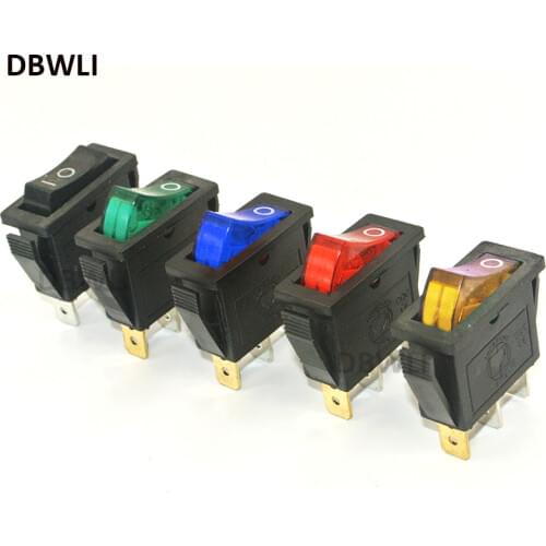 100pcs On/Off Red green blue yellow led illuminated Rectangle Rocker Switch 2 Position Car SPST