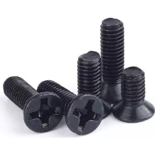 500pcs/lot GB819 DIN965 M2 M2.5 M3 Black flat head cross mechanical screw KM