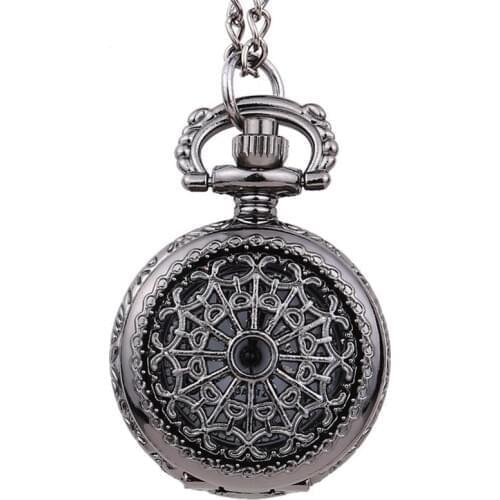 6009Popular delicate web spider design pocket watch black perspective retro chain hollow dial gift belt chain
