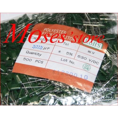 630v 2j222j 222J 2.2nf 0.0022uf 2200pf 100% Original New Capacitance Polyester Film Capacitor pitch 5MM +/- 5% 1000pcs