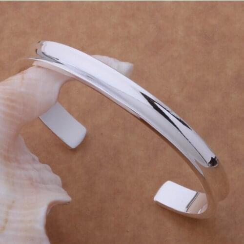AB064 Lucky Silver Color Charm Bangle Bracelets For Women Fashion 925 Jewelry ThinBracelet /adbaiuia Ajnajaua