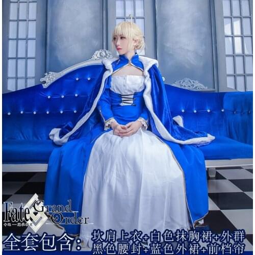 Anime Game Fate Grand Order Saber Cosplay Costume Tops Skirt Panty Cloak Daily Carnival Party Festival Uniform Brand New