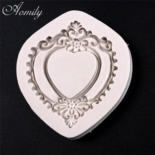 Aomily Vintage Mirror Frame Silicone Mold DIY Decorating Tools Cake Fondant Mousse Baking Bakeware Birthday Party Cake Mould