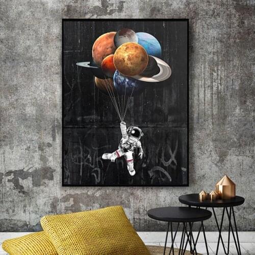 Astronaut Space Dreaming Canvas Printing Paintings Solar System Planets And Moons Wallpaper Posters Space Science Home Decor