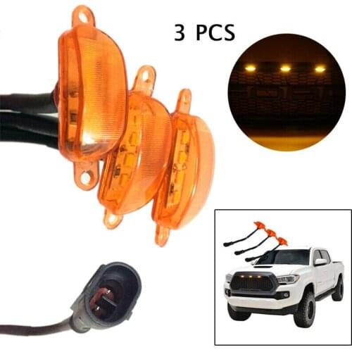 3 Pcs Car External Front Grille Lights Amber LED Lights Decoration For Ford F150 Raptor F250 2004~2019 Grille Running Lamps