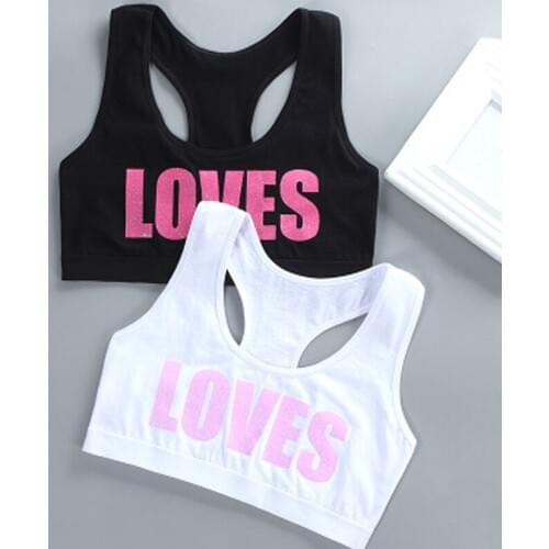 Big Girl Bra Tube Top Maiden Cotton Puberty Black and White Junior High School High School Student Tube Top Set Underwear